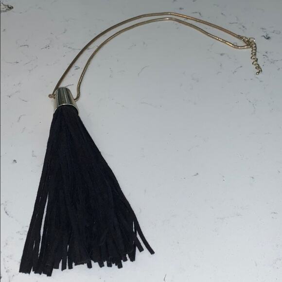 Black Tassel Statement Necklace - Picture 1 of 3